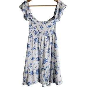 Floral Blue and White Dress